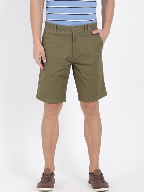 

t-base Men Olive Green Solid Regular Fit Regular Shorts