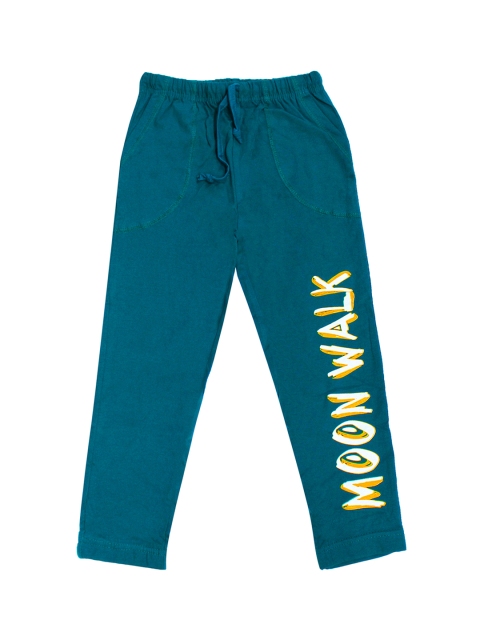 

Maniac Boys Teal Blue Printed Slim-Fit Joggers