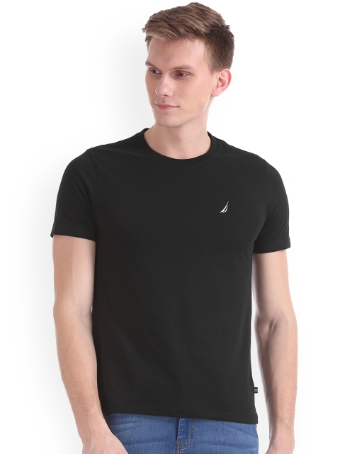

Nautica Men Black Solid Round Neck T-shirt