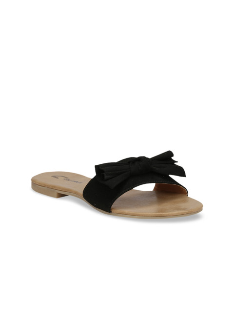 

Columbus Women Black Solid Synthetic Suede Open Toe Flats