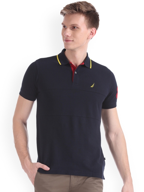 

Nautica Men Navy Blue Solid Polo Collar T-shirt