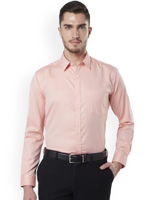 

Next Look Men Peach-Coloured Regular Fit Solid Formal Shirt