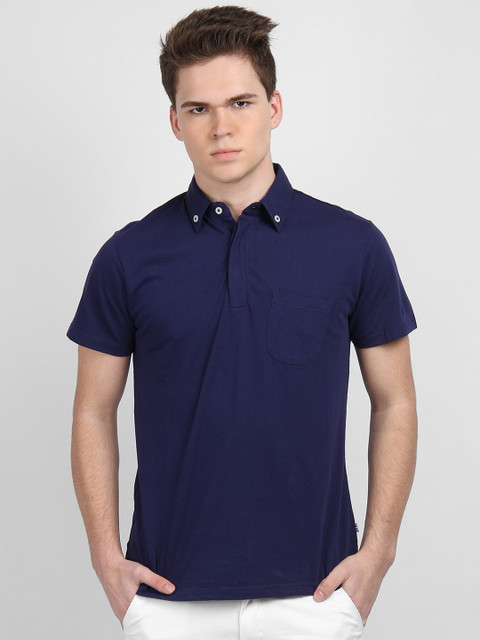 

LA LOFT Men Navy Blue Solid Polo Collar T-shirt