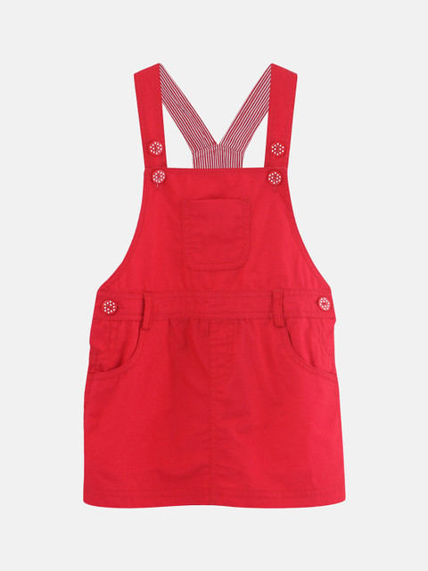 

Beebay Girls Red Solid Pinafore Dress