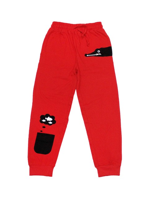 

Maniac Boys Red Printed Slim-Fit Joggers