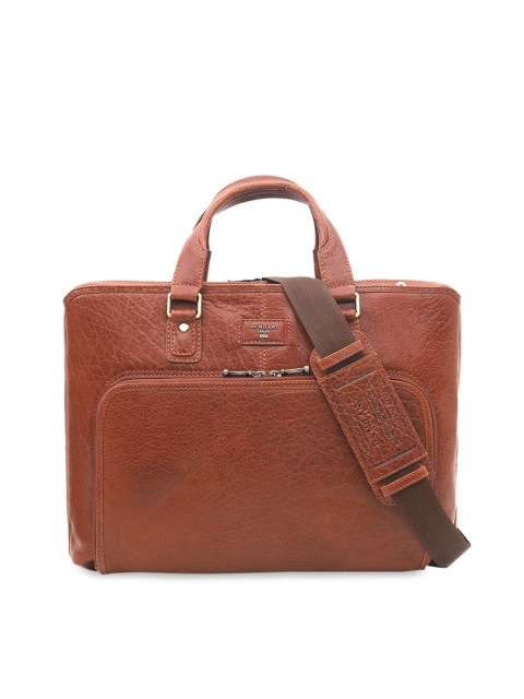 

Da Milano Unisex Brown Solid Leather Laptop Bag