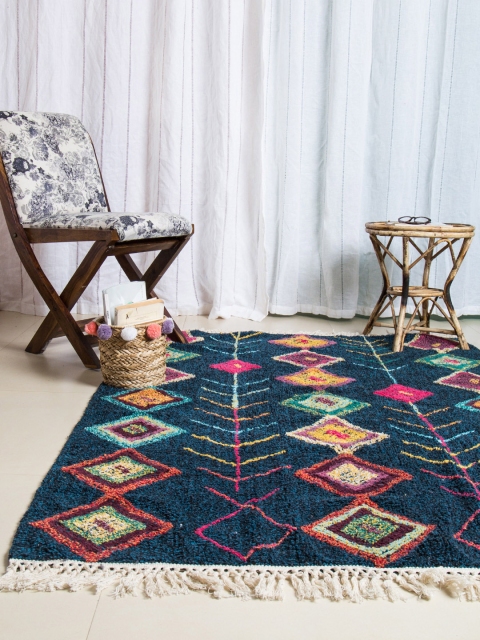 

Chumbak Navy Blue Printed Carpet