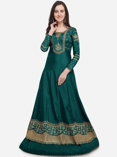 

RIYA Green Poly Silk Semi-Stitched Dress Material