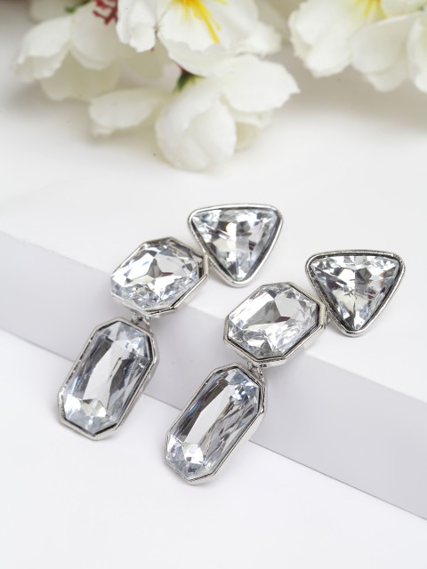 

AVANT-GARDE PARIS White Rhodium-Plated Geometric Drop Earrings