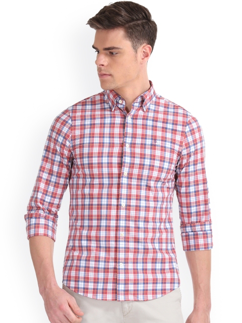 

GANT Men Red & Blue Slim Fit Checked Casual Shirt