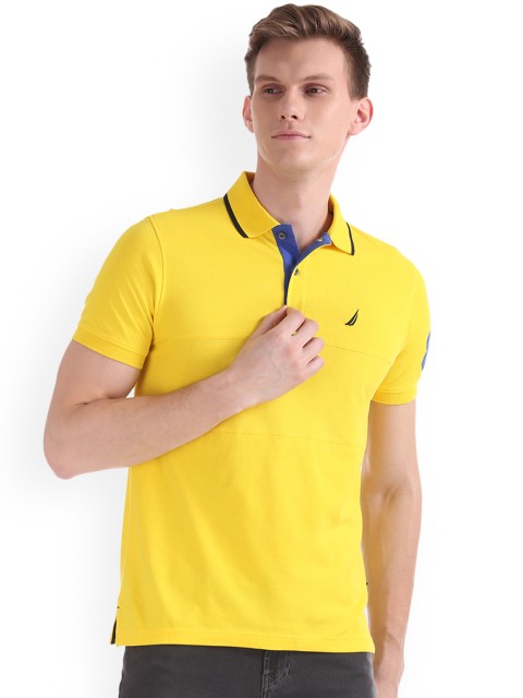 

Nautica Men Yellow Solid Polo Collar T-shirt