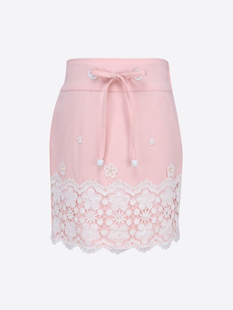 

CUTECUMBER Girls Pink Embellished Straight Skirt