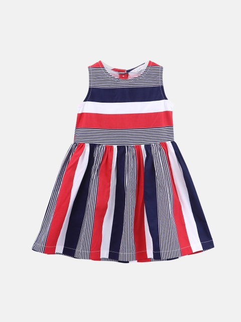 

Beebay Girls Multicoloured Striped Fit and Flare Dress, Multi