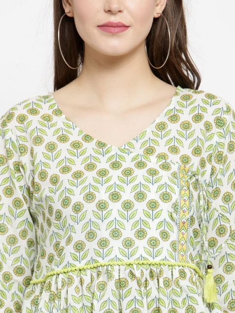 

Varanga White & Green Printed Tunic