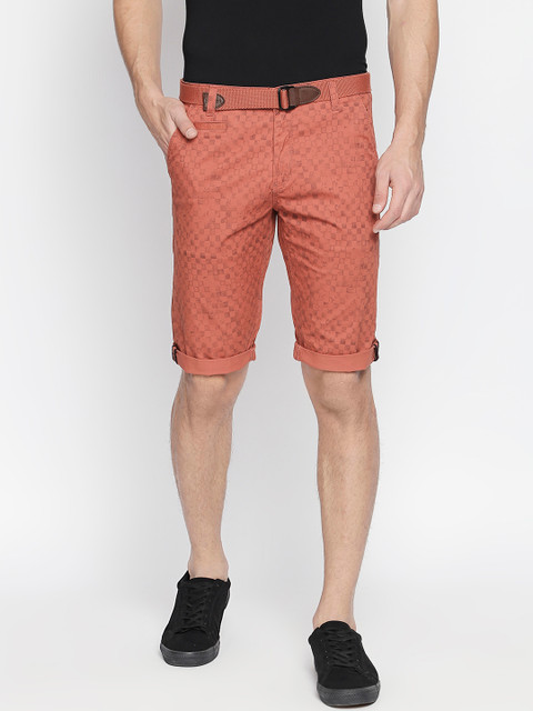 

beevee Men Orange Printed Regular Fit Regular Shorts