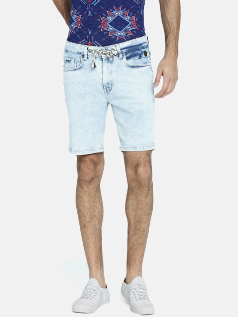 

Breakbounce Men Blue Washed Slim Fit Denim Shorts