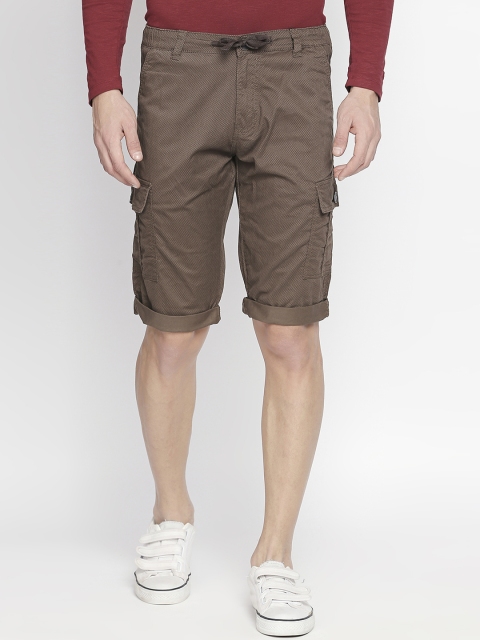 

beevee Men Brown Solid Regular Fit Cargo Shorts