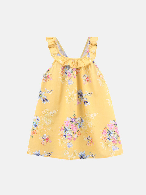 

Beebay Girls Yellow Printed A-Line Dress