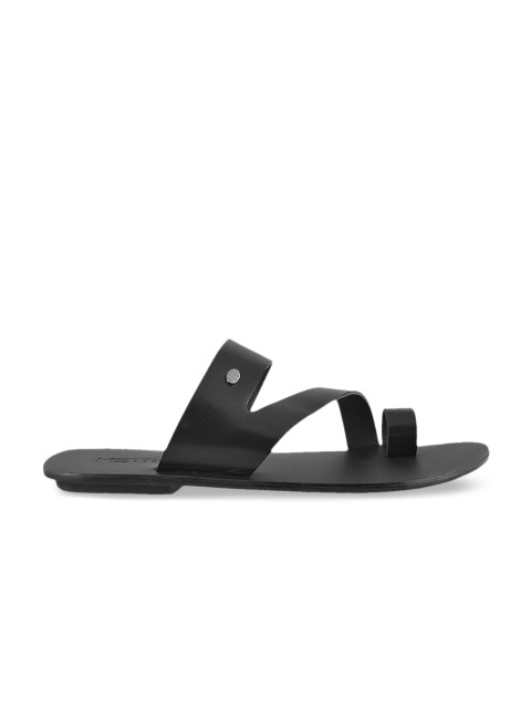 

Metro Men Black Leather Sandals
