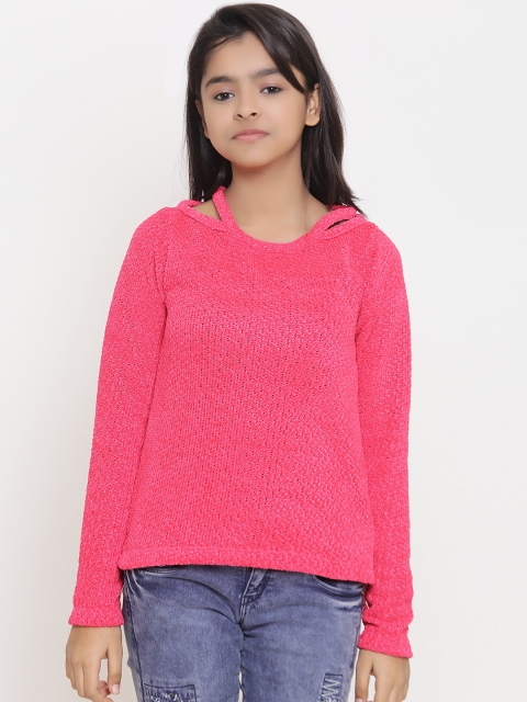 

Natilene Girls Pink Self Design Top