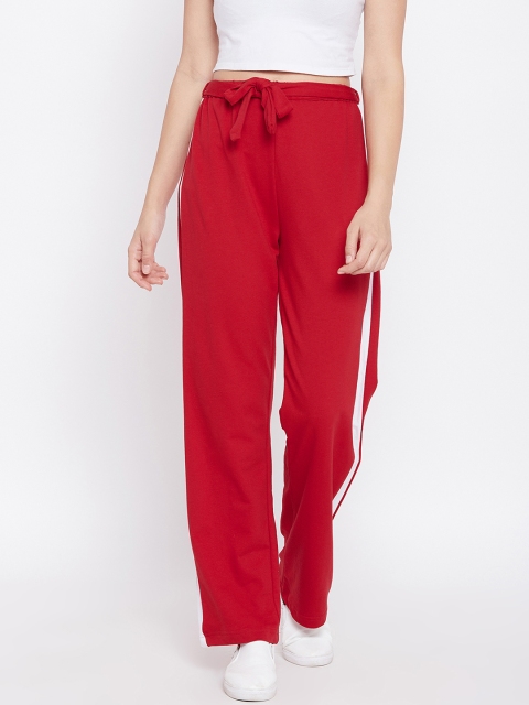 

THE SILHOUETTE STORE Women Red Regular Fit Solid Regular Trousers