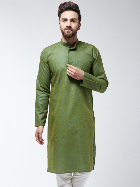 

SOJANYA Men Green Solid Straight Kurta