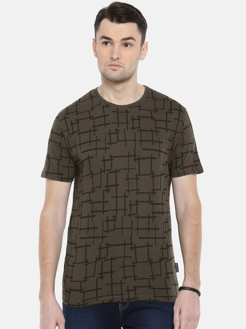 

Braveo Men Olive Green Printed T-shirt