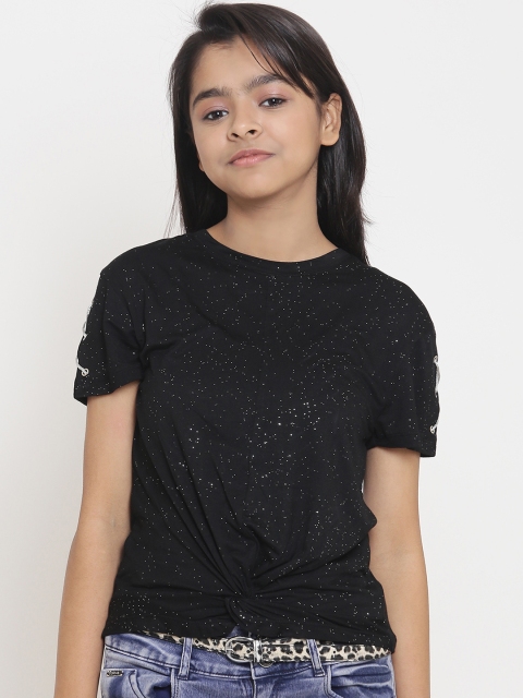 

Natilene Girls Black Self Design Top