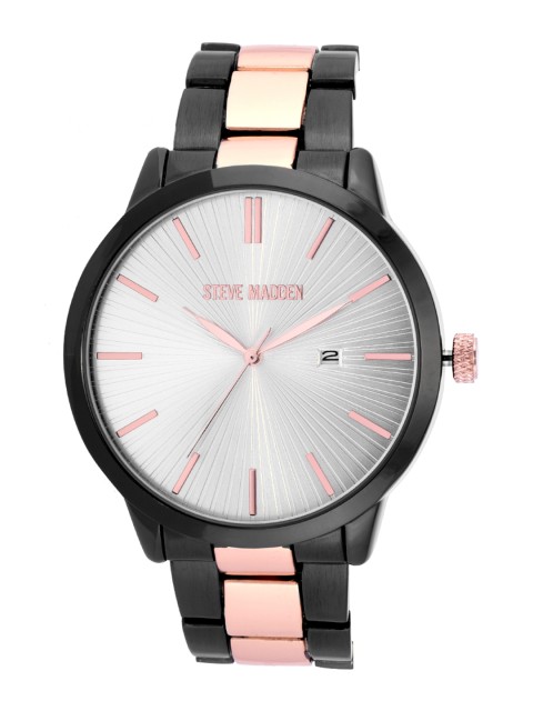 

Steve Madden Men Silver-Toned & Black Analogue Watch SMW249