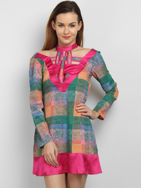

LA LOFT Women Multicoloured Self Design Fit and Flare Dress, Multi