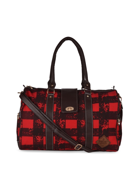 

Pick Pocket Women Red & Brown Printed Duffel Bag