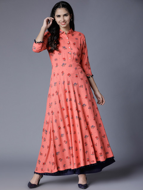 

Vishudh Women Pink Printed Anarkali Kurta