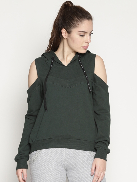 

Soul Space Women Green Solid Hooded Sweatshirt