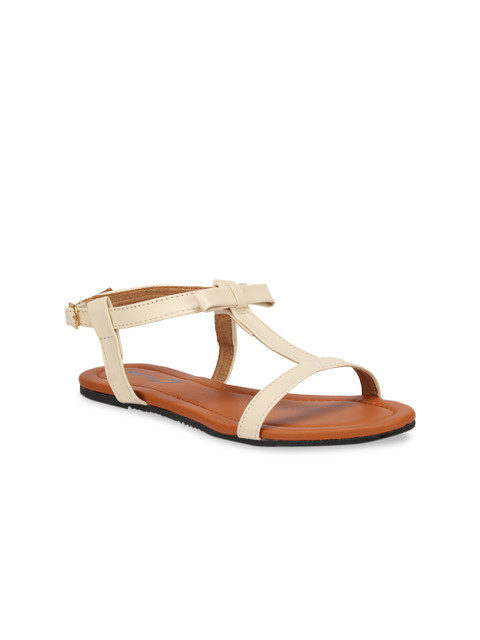 

Columbus Women Beige Solid Synthetic Patent Open Toe Flats