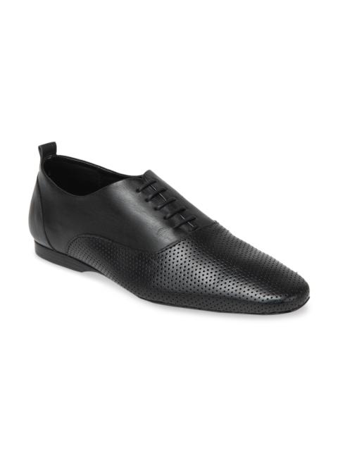 

Franco Leone Men Black Leather Formal Oxfords