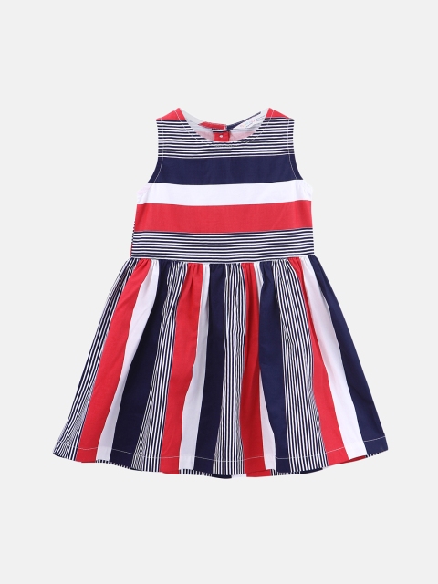 

Beebay Girls Multicoloured Striped Fit and Flare Dress, Multi
