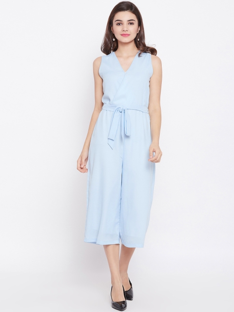 

THE SILHOUETTE STORE Blue Solid Culotte Jumpsuit