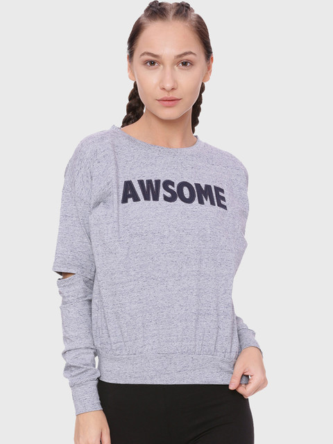 

Soul Space Women Grey Embroidered Sweatshirt