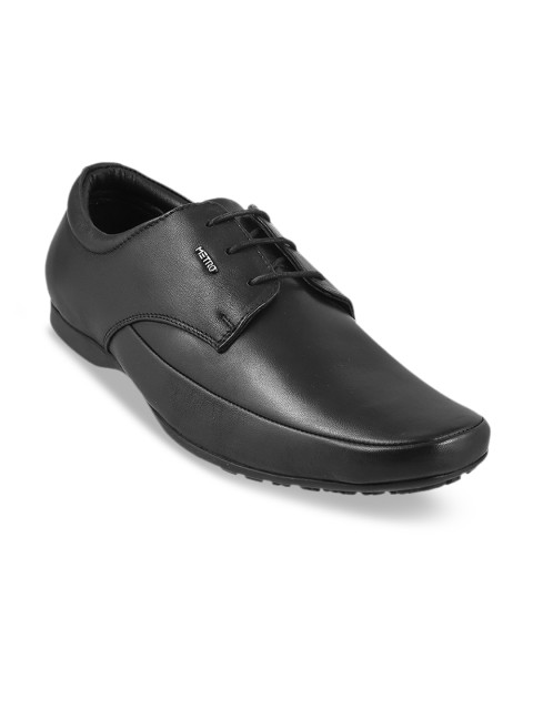 

Metro Men Black Solid Leather Formal Derbys