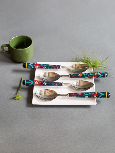 

Chumbak Navy Blue 4-Pieces Printed Stainless Steel Spoon Set