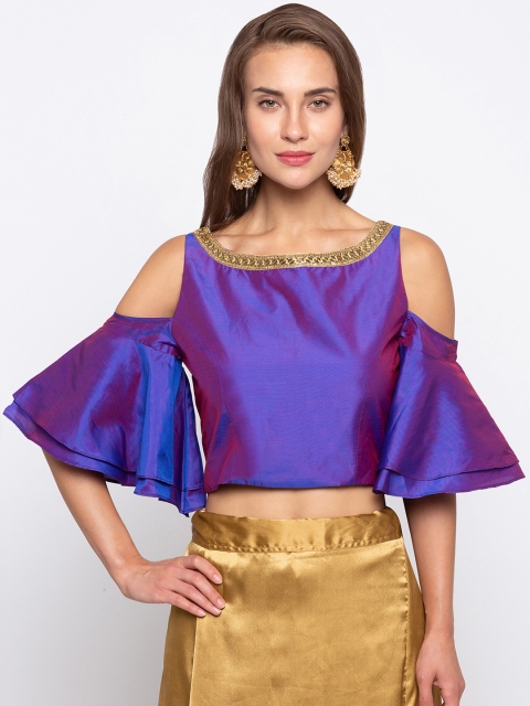 

Just B Women Purple Solid Saree Blouse