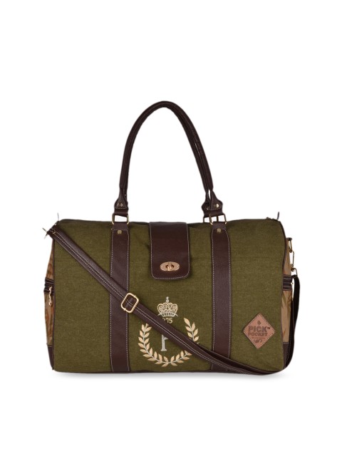 

Pick Pocket Women Olive Green Printed Duffel Bag