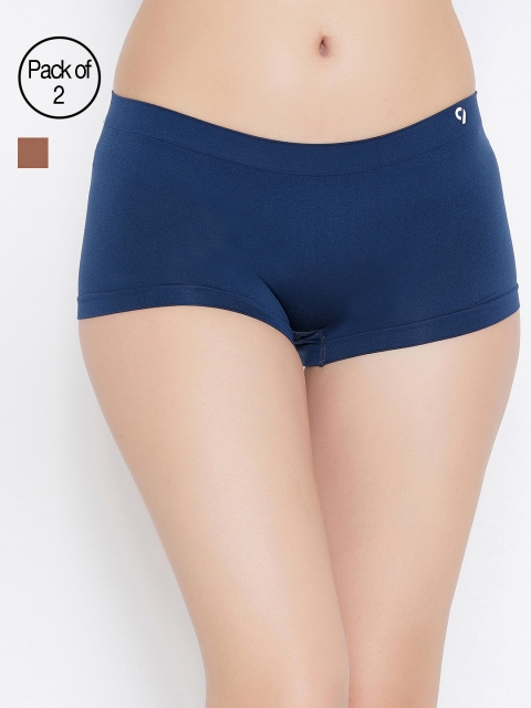

C9 AIRWEAR Women Pack of 2 Brown & Blue Solid Boy Shorts