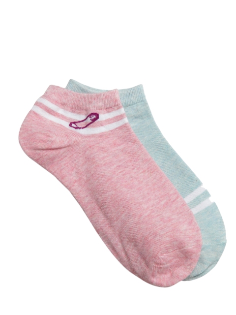 

J Style Women Pack of 2 Blue & Pink Solid Ankle-Length Socks