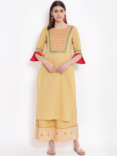 

Shakumbhari Women Yellow Printed Straight Kurta