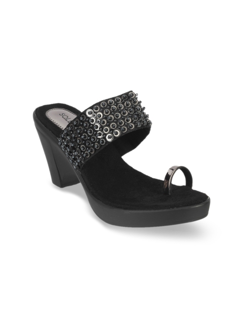 

SOLE HEAD Women Black Solid Sandals
