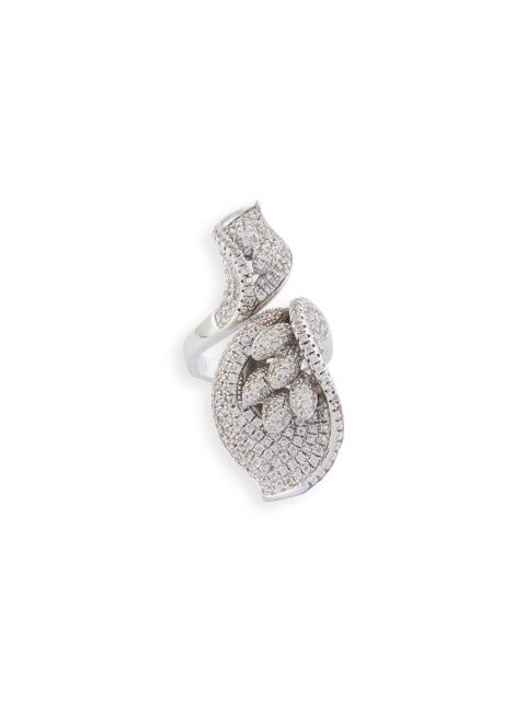 

shaze Women Blac & Gold-Plated CZ Stone-Studded Finger Ring, Silver