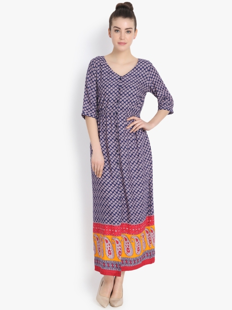 

Color Cocktail Women Blue Printed Fit and Flare Dress