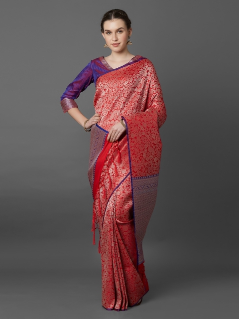 

Mitera Rust Silk Blend Woven Design Banarasi Saree