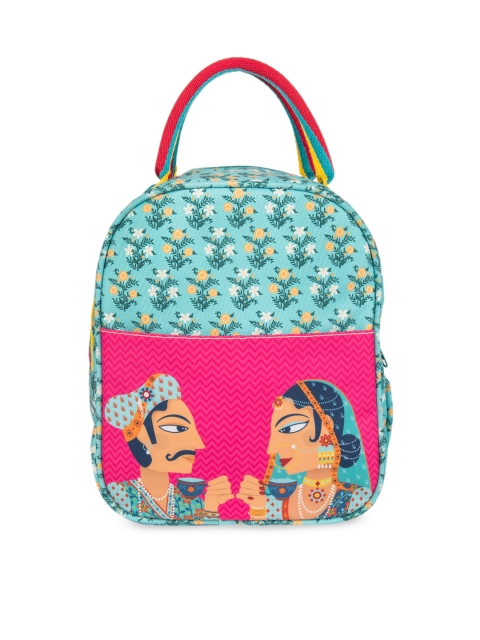 

Chumbak Blue & Pink Printed Handheld Bag